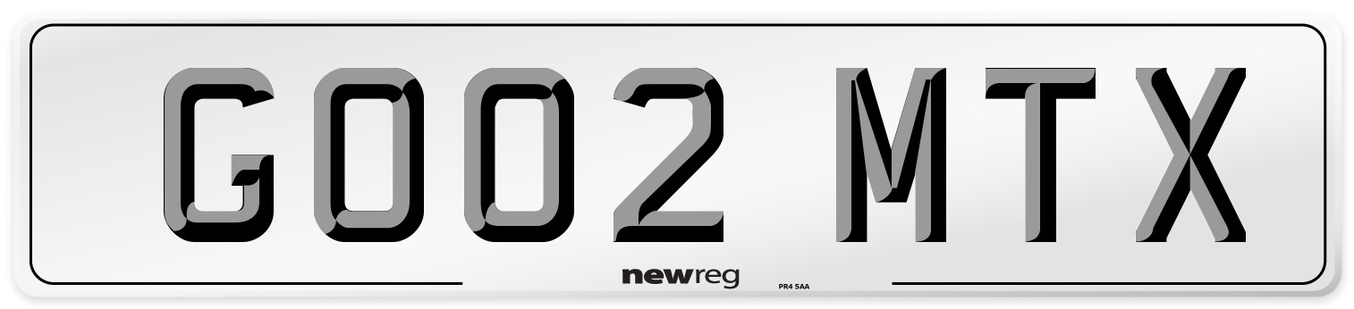 GO02 MTX Number Plate from New Reg